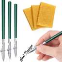 Zonon 6 Pieces Art Ruling Pen 3 Sizes Masking Fluid Pen and 50 x 35 x 5 mm Glue Residue Eraser, Ruling Ink Set for Watercolor Drawing Mounting Art Artists Supplies, No ink(Green)