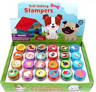TINYMILLS 24 Pcs Dog and Puppies Stampers for Kids Assorted Stamps for Kids Self Ink Stamps Dog Puppy Birthday Party, Puppy Party Favors, Goody Bag Filler Treats, Classroom Rewards