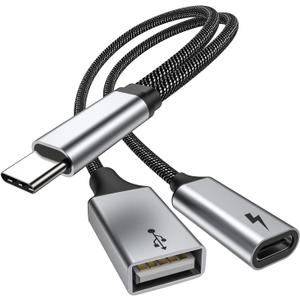 USB C OTG with Charging USB c OTG adapter Type C OTG Splitter with 60W PD Fast Charge Compatible for steam deck,Galaxy S22,Switch,Google Chromecast with Google TV,Pi-KVM,3D Printer,Octa4a,Pixel4 XL (Silver)