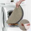 Eforcurtain Thick Linen Style Cloth Placemats Set of 6 Fabric Placemats Heat Resistant Machine Washable Table Mats Double Layer Water Absorbent Place Mats, Beige and Charcoal Round 15 Inch Place Mats