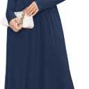 OUGES Women's Long/Short Sleeve V-Neck Wrap Waist Maxi Dress, Small, A-navy