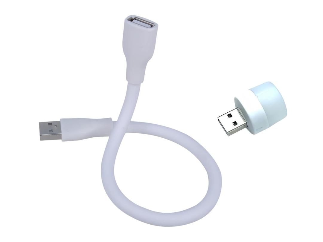 Flexible Metal USB Hose USB Light Extension Cord USB Serpentine Tube Table Lamp Metal Hose Specially Equipped for USB Light Head Laptop PC Desk Reading (1, White)