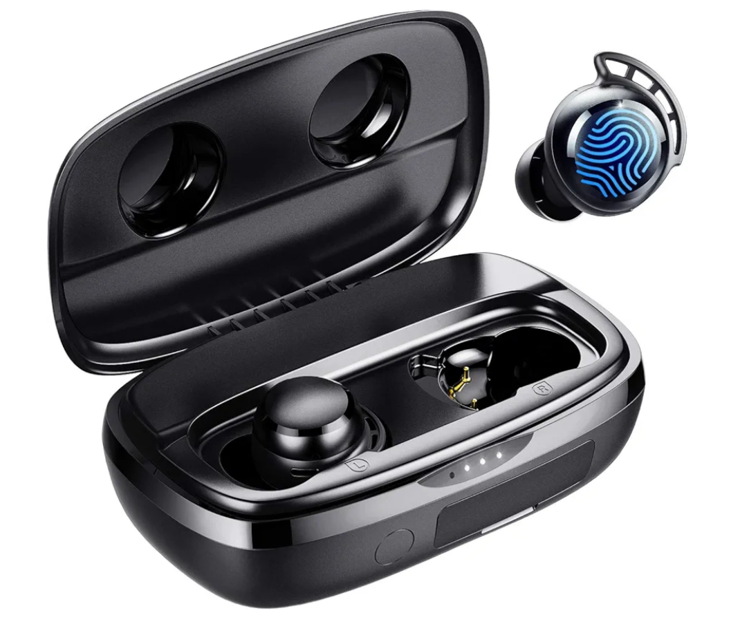 Tribit Wireless Earbuds, 110H Playtime Bluetooth 5.3 IPX8 Waterproof Touch Control True Wireless Bluetooth Earbuds with Mic Earphones in-Ear Deep Bass Built-in Mic Bluetooth Headphones, FlyBuds 3