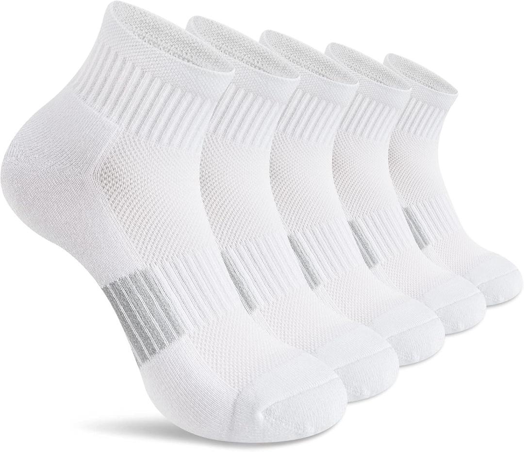 Gonii Ankle Socks Womens Athletic Thick Cushioned Running Hiking Low Cut 5-Pairs (6-8, White) Gonii Ankle Socks Womens Athletic Thick Cushioned Running Hiking Low Cut 5-Pairs (6-8, White)
