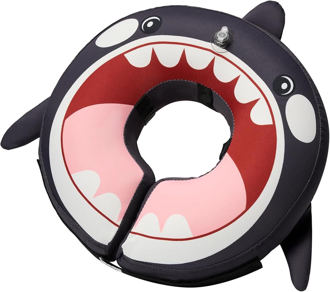 BENCMATE Inflatable Dog Cone Collar Alternative, Soft Dog Cone for Small Dogs and Cats, Neck Recovery ECollar Donut Collar After Surgery (Small, Orca)