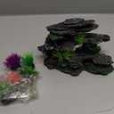 Artificial Rockery with Aquatic Plants for Aquarium Decoration - Easy-to-Clean Christmas Decoration for Betta Fish Tanks (1 Artificial Rockery, 4 Aquatic Plants)
