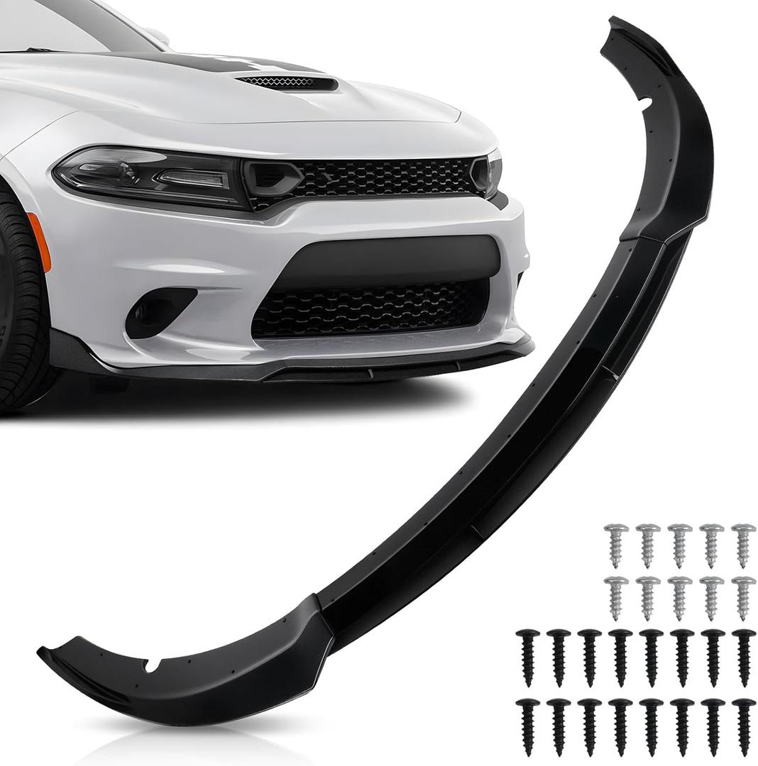 Front Bumper Lip Splitter Spoiler Compatible with Dodge Charger SRT Hellcat/RT Scat Pack/Daytona/RT 392 2015-2023 Accessories Air Chin Body Kit(Matte Black)