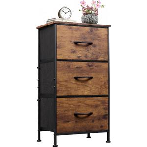 WLIVE Small Dresser Nightstand for Bedroom, 3 Drawers, Rustic Brown