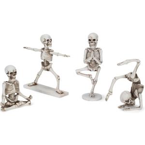 Yoga Pose Skeletons Ivory Tone 6 inch Resin Figurines Set of 4