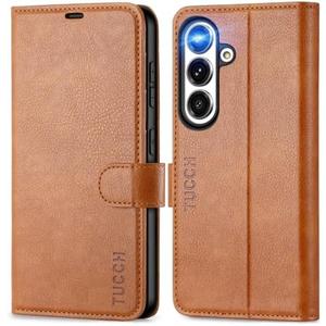 TUCCH Wallet Case for Galaxy S25 5G with [TPU Shockproof Interior Case] [RFID Blocking] Folio Stand Card Slot, Magnetic PU Leather Protect Folio Cover Compatible with Galaxy S25 6.2" 2025, Light Brown