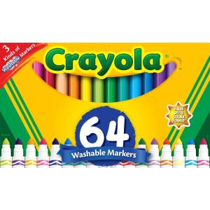 Crayola Washable Broad Line Marker Variety Set (64ct), Christmas Gifts for Grandkids, Toddlers & Kids, Ultra-Clean, Window, & Gel FX Markers for Kids, 3+