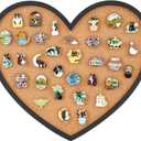 BENECREAT Pin Board Heart Cork Board Bulletin Display Board, 0.6inch Thick Wall Mounted Cork Board for Brooch Pin Storage, Office Home Festival Valentine's Decor, 11.8x10.2inch