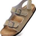 Torotto Toddler Kids Sandals Boys Girls Cork Footbed Sandals with Adjustable Buckle Casual Slides Open Toes Flat