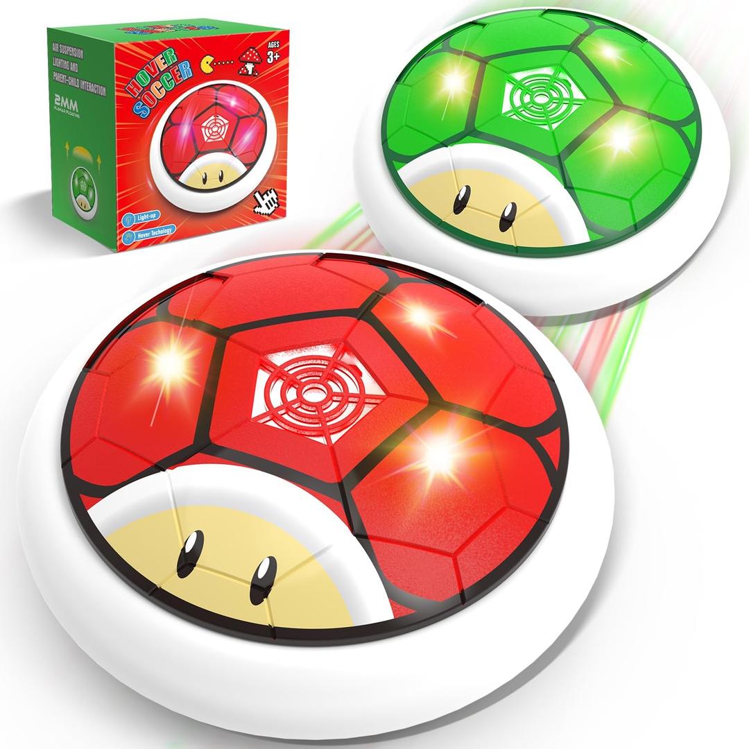 Thusine Hover Soccer Ball for Kids 2 LED Soccer Ball Toys Indoor Games Gifts for Boy Age 6-8, 8-12, Floating Football Boy Toys Birthday Gifts for 4 5 6 7 8 9 10 11 12 Year Old Kids Sport Toy (Green+Red)