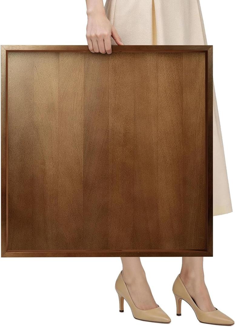 MAONAME Extra Large Ottoman Tray, 24" Square Black Walnut Wood Serving Tray
