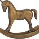 Fenteer Wooden Rocking Horse Statue, Vintage Horse Sculpture Desktop Ornament, Versatile Decorative Figurine for Home Cabinet Table Centerpiece Shelf, Style A Bronze