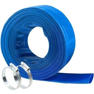 1" x100 FT, Pool Backwash Hose, Heavy-Duty PVC Hose, Lay Flat Discharge Hose, Weatherproof Burst Resistant for Water Transfer, Sump Pump, Pool Filter, Pool Drainwith 2 Clamps