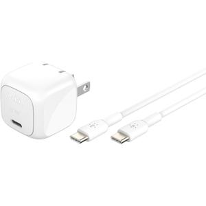 Belkin Compact Charger Block 30W - 1M USB-C to C Cable Included, USB-C PD Super Fast Charging - Samsung Galaxy S25, Apple iPhone 16, 15, 14, 13, iPad, Nintendo Switch 2, Google Pixel 10, etc. - White
