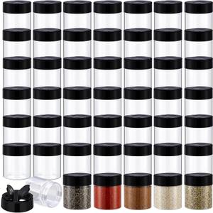 50 Pack 4 oz Spice Jars Plastic Clear Empty Bottles with Shaker Lids Bulk Reusable Seasoning Containers for Herbs Spices Powders Glitter