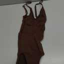 SUUKSESS Women Sexy Square Neck Thong Bodysuit Backless Cami Bodysuit Top (Small, 01 Brown)