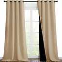 NICETOWN Living Room Completely Shaded Draperies, Privacy Protection & Noise Reducing Black Lined Insulated Window Treatment Curtain Panels for Patio Door (Set of 2 Pcs, W46 x L90, Biscotti Beige)