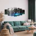 sechars XLARGE 7 Piece Waterfall Canvas Wall Art Black and White Teal Waterfall Landscape Picture Painting for Home Living Room Decor 10"x16"x2pcs+10"x24"x2pcs+10"x28"x2pcs+10"x32"x1pc(total W-70" x H- 32")