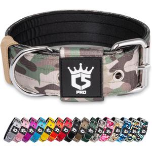 TSPRO Tactical Dog Collar 1.5 Inch Wide Thick Dog Collars with Heavy Duty Metal Buckle, Durable, Strong, Adjustable for Medium to Large Dogs (Military Green L)