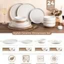 AmorArc Ceramic Dinnerware Sets with Pasta Bowls for 6, Handpainted Plates and Bowls Set with Rustic Terracotta Underside, Scratch Resistant Dishes Set, Dishwasher & Microwave Safe, 24 Pcs