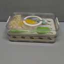 Lignumix Egg Holder for Fridge,Deviled Egg Containers with Lid & Handle (2 Layer Snap-on) PET Thickened Eggs Organizer Inc Egg Slicer,Kitchen Tongs,Silicone Spatula,Piping Decorating Kit