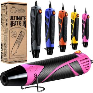 Heat Gun for Crafting, Mini Dual Temp Hot Air Gun Tool for Epoxy Resin, Shrink Wrapping, Vinyl Wrap, Embossing, Electronics, Candle Making, Sublimation, Phone Repair & DIY (Pink/Black)