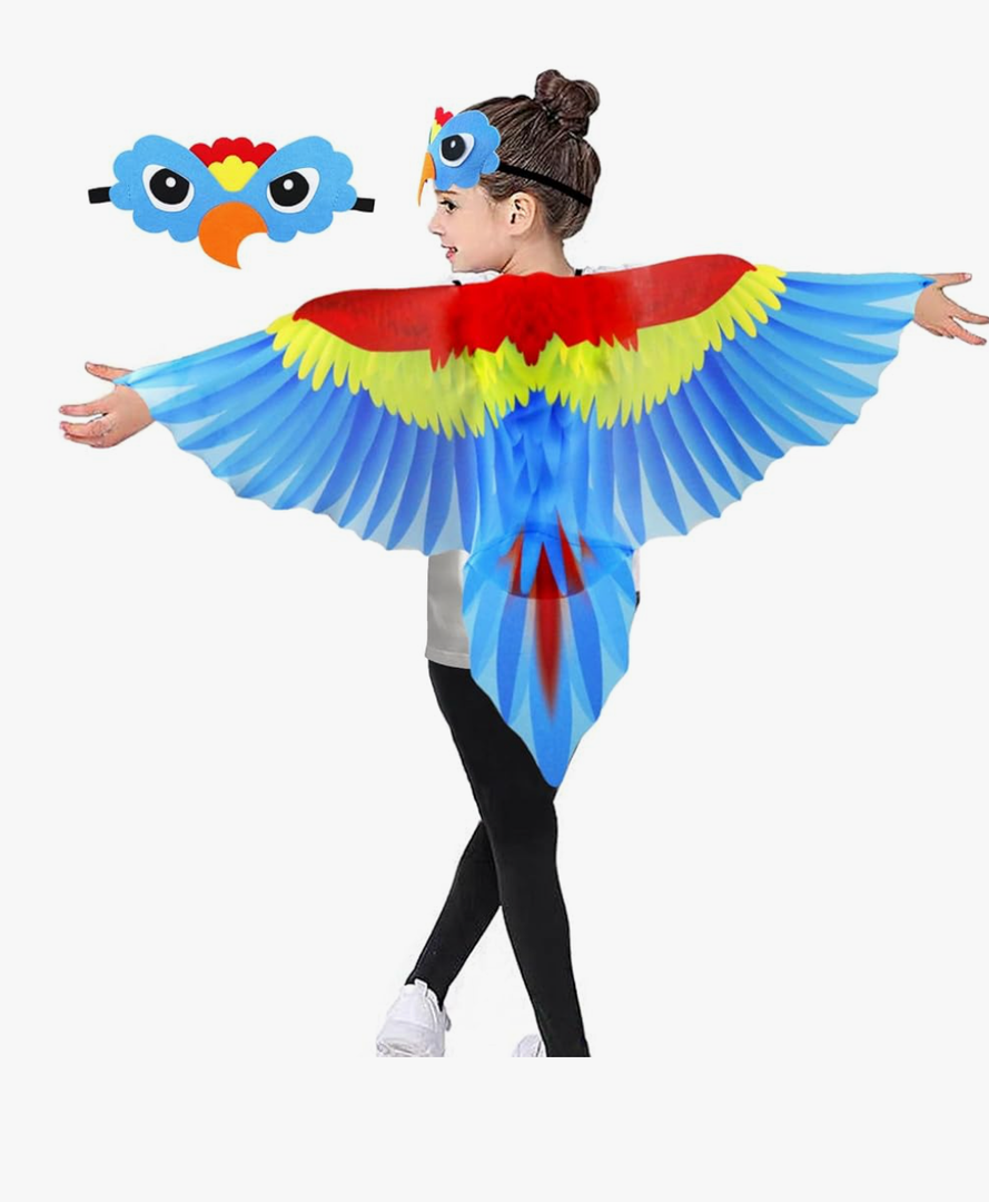 Bird-Costume-Parrot-Wings for Kids with Bird Headbands, Boys Girls Eagle Dress-up Cape Halloween Party Favors Gifts