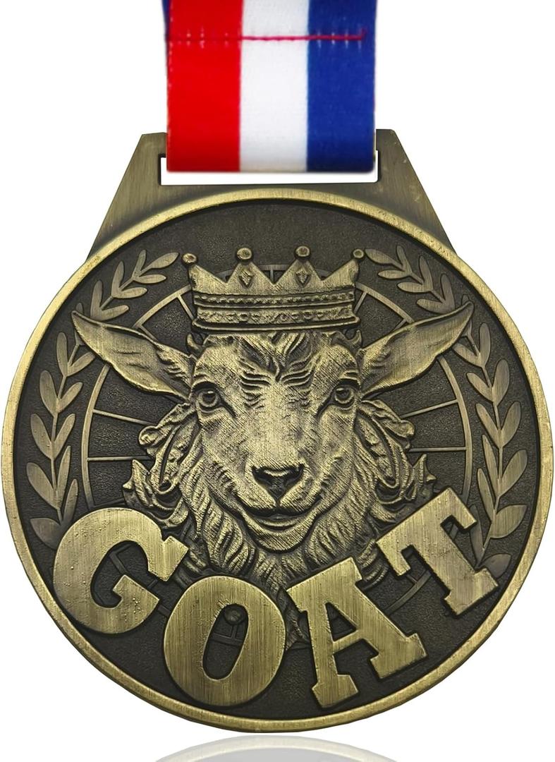 Goat Medal - 3ft Greatest Champion Medal of All Time, Goat Pendant Medal with Neck Strap, Goat Award Chain for Football Basketball Sports Championship MVP Award and Tournament League Champion