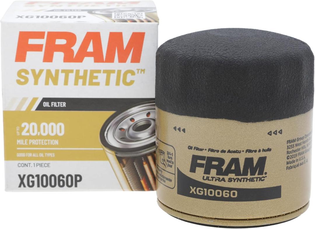 FRAM Synthetic XG10060P 20K Mile Change Automotive Replacement Engine Oil Filter for Synthetic Oil Changes, Premium Vehicle Engine Protection Oil Filter for Select Vehicle Model Years