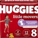 Huggies Size 8 Diapers, Little Movers Baby Diapers, Size 8 (46+ lbs), 12 Ct