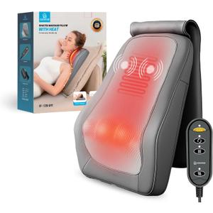 COMFIER Shiatsu Back Massager with Heat & Vibration, Knead Neck Shoulder Massager for Pain Relief Deep Tissue, Neck Massage Pillow, Portable Lower Back Massager for Chair, Car, Home Office Use