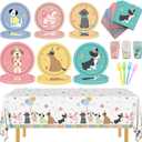 121PCS Dog Birthday Party Supplies Puppy Party Decorations with Plates & Napkins, Dog Birthday Party Decorations for Kids, Puppy Birthday Party Tableware Set for Baby Shower & Party Decor