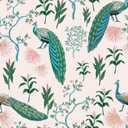 CRE8TIVE Chinoiserie Wallpaper Peacock Peel and Stick Wallpaper Vintage Feather Tree Leaf Removable Wall Paper 12"x118" Self Adhesive Cream White Contact Paper for Bedroom Cabinets Drawer Liners Walls