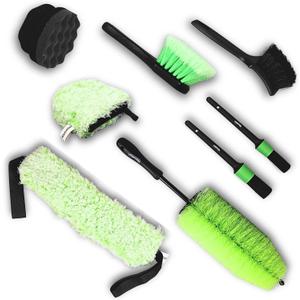 Car Wheel Detailing Kit - 8-Piece Brush Set for Rims & Tires