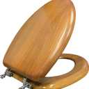 Oak Veneer Wood Elongated Toilet Seat, Heavy-Duty, US Stardard