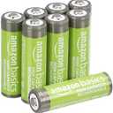 Amazon Basics 8-Pack Rechargeable AA NiMH High-Capacity Batteries, 2400 mAh, 1.2V, Recharge up to 400x Times, Pre-Charged