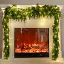 6FT PARTY JOY Seasonal Artificial Christmas Garland with LED String Lights Pine Needle Cypress Garland for Holiday Winter Indoor Outdoor Decor
