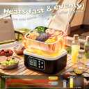 BSEED Cordless Electric Lunch Box for Adults, 27000mAh & 6.3 Cups Rechargeable Self Heating Lunch Box-Automatic Heating & Keep Warm, Portable Food Warmer with Insulated Bag for Driver/Worker/Traveller, Black