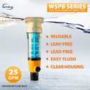 iSpring WSP100B Large Reusable Whole House Spin Down Sediment Water Filter with Built-in Housing Scraper and Brass Top Clear Housing, 100 Micron
