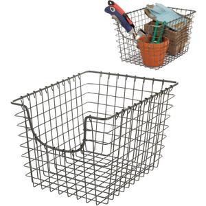 Spectrum Wire Basket for Organizing (Small, Industrial Gray) - Sturdy Scoop Pantry Basket Storage - Wire Storage Basket Organizer for Kitchen, Shelf, Closet, Bathroom, Garage & More