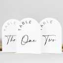 JINMURY White Arch Wedding Table Numbers 1-15 with Stands, 5x7 Inch Acrylic Arch Sign with Black Lettering, White Acrylic Table Numbers for Wedding Reception