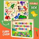 2 in 1 Magnetic Color and Number Maze Double-Sided ABC Alphabet Puzzles Board Magnet Dinosaur Counting Maze Preschool Learning Montessori Education 3 4 5 Years Toys (Multicolored, One Size)
