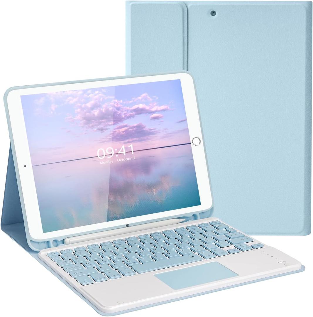 LAMA Wireless Keyboard Case with Touchpad for iPad 10.2" 9th 8th 7th Generation, Detachable Bluetooth Keyboard with Pencil Holder for iPad 10.2 Inch/iPad Air 10.5"(3rd Gen)/iPad Pro 10.5 in, Blue LAMA Wireless Keyboard Case with Touchpad for iPad 10.2" 9th 8th 7th Generation, Detachable Bluetooth Keyboard with Pencil Holder for iPad 10.2 Inch/iPad Air 10.5"(3rd Gen)/iPad Pro 10.5 in, Blue