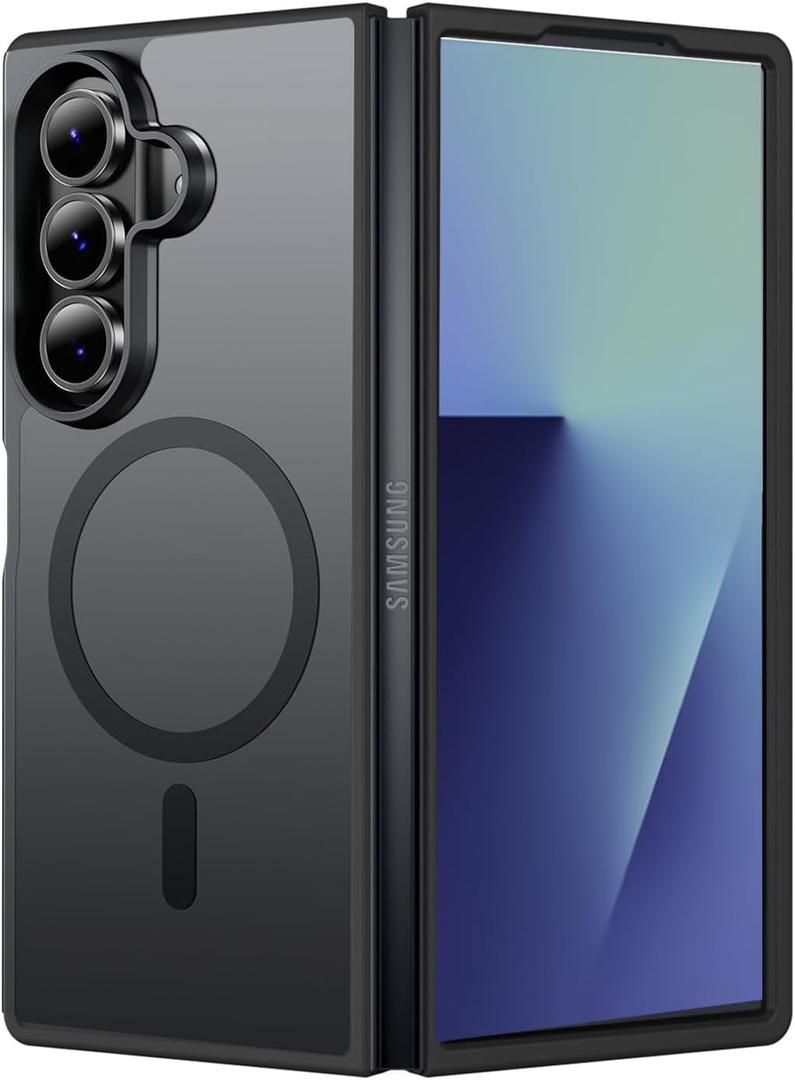 for Samsung Galaxy Z Fold 7 Case,Magnetic Samsung Fold 7 Phone Case Slim Compatible with Magsafe, Translucent Back Non-Slip Hard PC Shockproof Cover for Z7 Fold 5G-Black