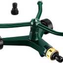 1 Pc Metal Rotary Lawn Sprinkler 3 Arm Heavy Duty 360 Degree Automatic Revolving Whirling Water Sprinkler with Wheeled Base for Lawn Yard Garden Backyard, Cover up to 538 sq ft