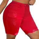 Plus Size Casual Distressed Denim Bermuda Shorts, Ripped Jean Shorts with Raw Hem 5XL 